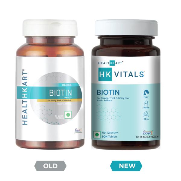 HealthKart HK Vitals Biotin 10000mcg, Supplement for Hair Growth, Strong  Hair and Glowing Skin, Fights Nail Brittleness, 90 Biotin Tablets - JioMart