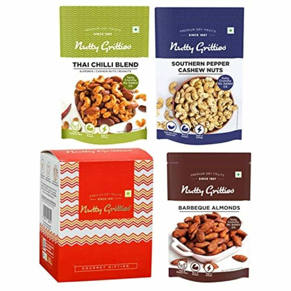 Nutty Gritties Barbeque Almonds 100 g, Pepper Cashews 100 g And Thai