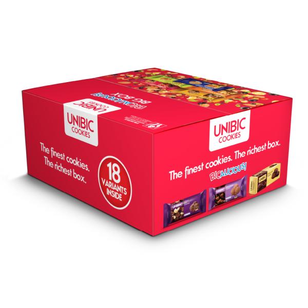 UNIBIC Bicalacious Gift Pack Premium Flavoured cookies Pack of 18 Assorted (1450 g, Pack of