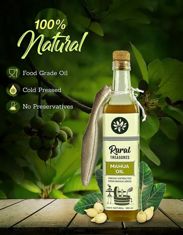 Mahua Oil Edible Pure Cold Pressed Mahuwa (Madhuca) Cooking Oil 500
