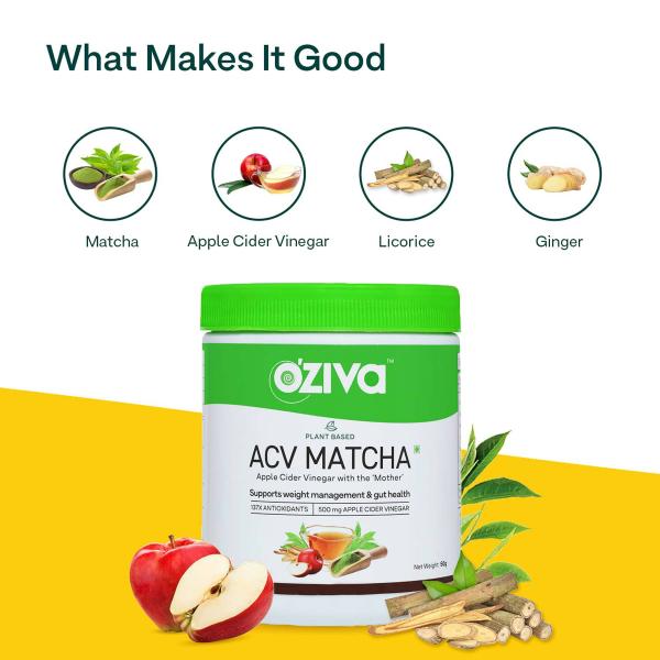 OZiva Plant Based Apple Cider Vinegar Matcha with Matcha Tea For