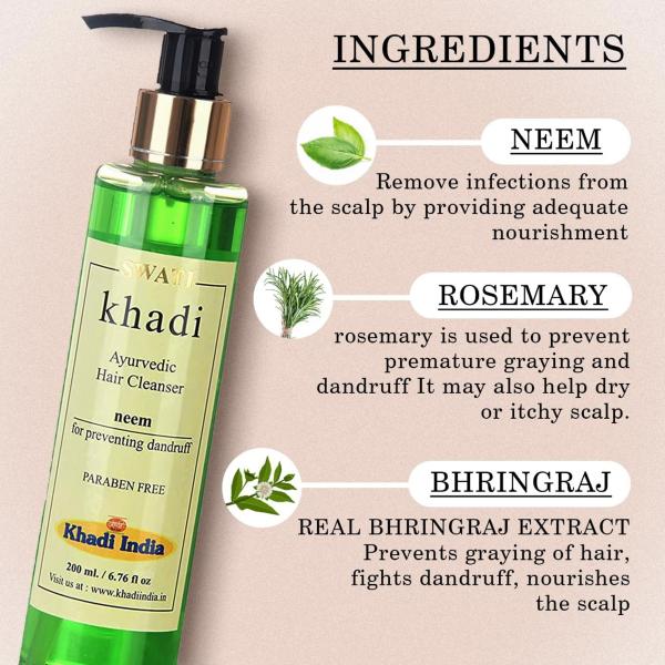 SWATI KHADI Ayurvedic Herbal Hair Cleanser Neem Sat Shampoo Strengthens
