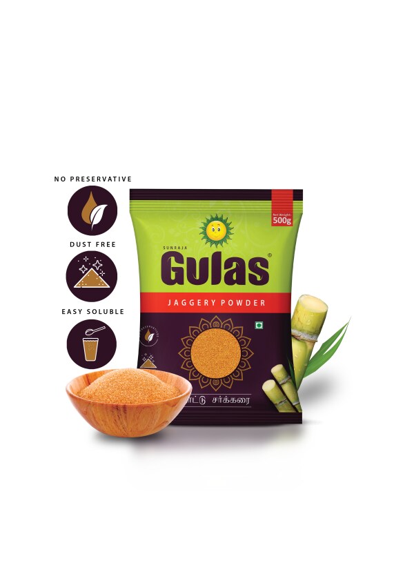 Sunraja Gulas Jaggery Powder Pouch Combo Set of 3, 500 G Total 1.5 KG