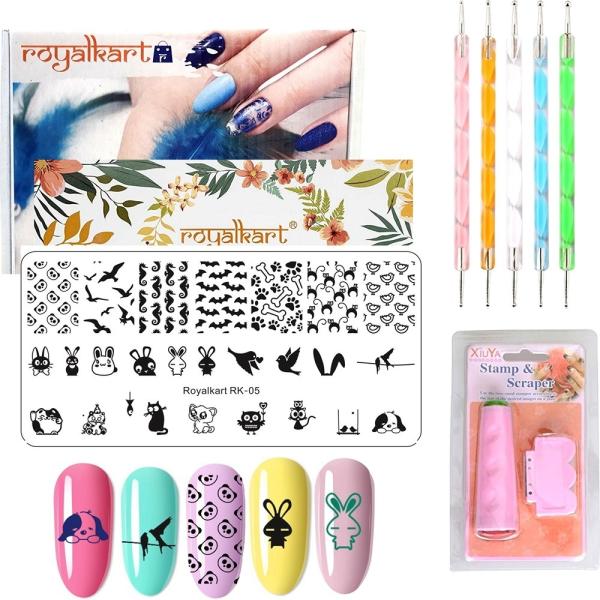 Royalkart Nail Stamping Kit 1 Stamping Image Plate, 1 DoubleSided