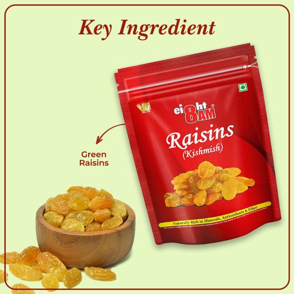 8AM Dried Seedless Golden Raisins Value Pack Pouch, Good Source of