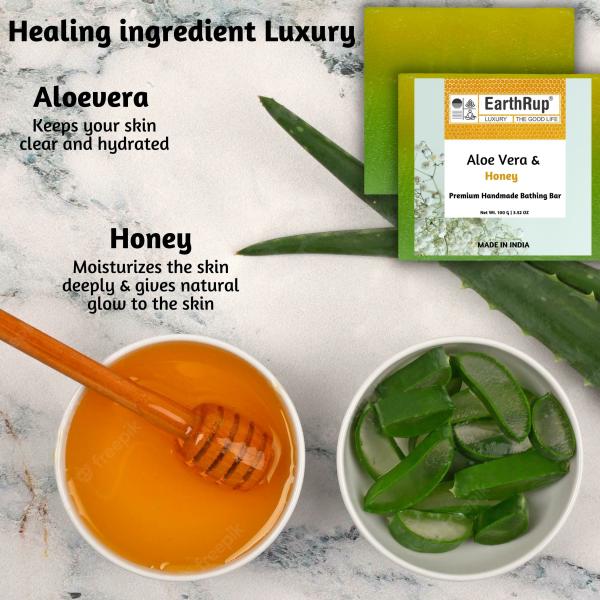 EarthRup Aloe Vera And Honey Premium Handmade Soap Fight Acne Deep