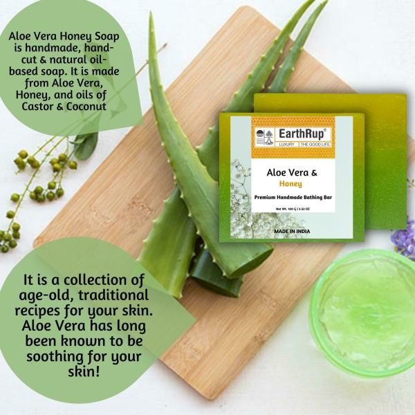 EarthRup Aloe Vera And Honey Premium Handmade Soap Fight Acne Deep