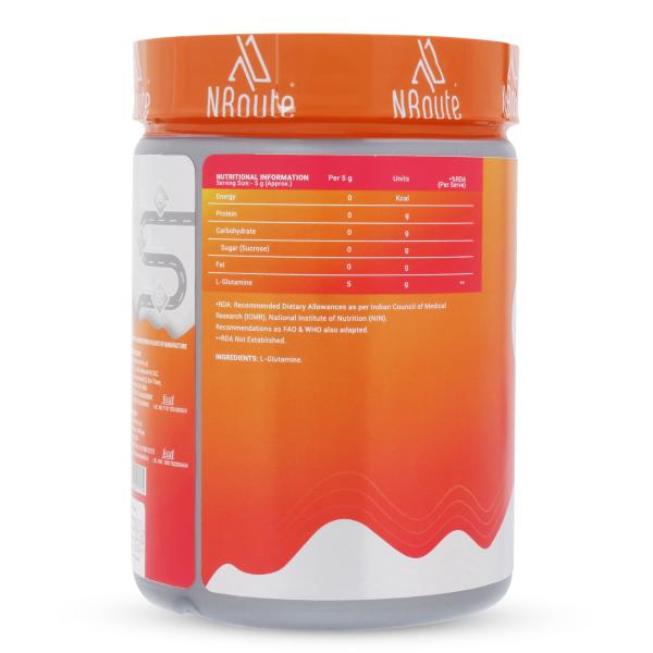 NRoute LGlutamine Powder 250g For Muscle Growth, Muscle Recovery and