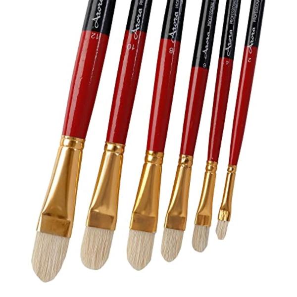 FRKB Filbert Hog Hair Oil Painting Brush Set of 6pc (Half Round) JioMart
