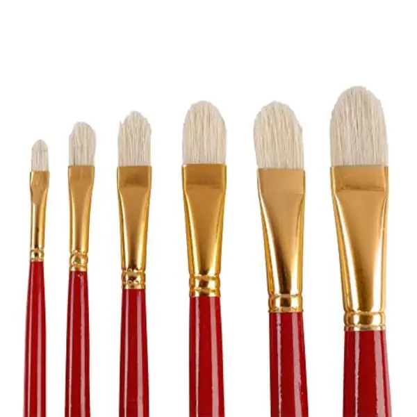 FRKB Filbert Hog Hair Oil Painting Brush Set of 6pc (Half Round) JioMart