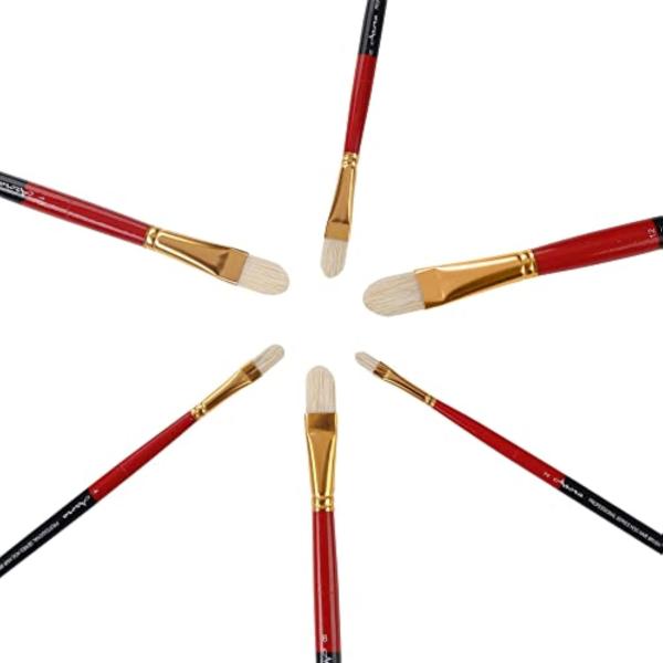 FRKB Filbert Hog Hair Oil Painting Brush Set of 6pc (Half Round) JioMart