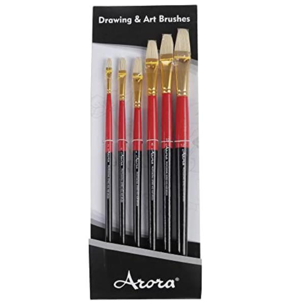 FRKB Filbert Hog Hair Oil Painting Brush Set of 6pc (Half Round) JioMart