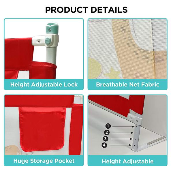 Luvlap Red Bed Rail Guard For Baby Safety 180 X 68 cm JioMart