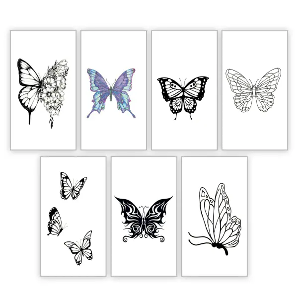 SIMPLY INKED Butterfly Temporary Tattoo Combo of 7 Tattoo Pack for all (Butterfly  Tattoo Designs) - JioMart