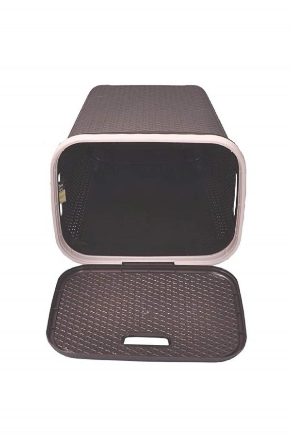 Polyset Elegance Laundry Basket with Lid55 L(Plastic, Brown) JioMart