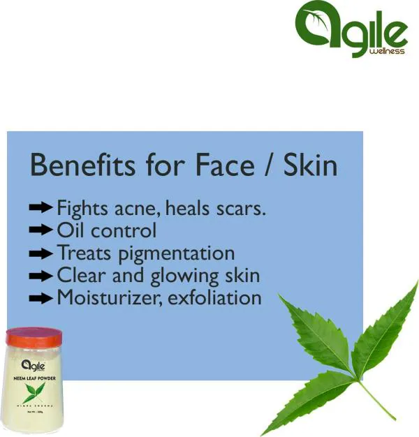 Agile Wellness Antiacne and Pimples Neem Leaf Powder Face And Hair 350