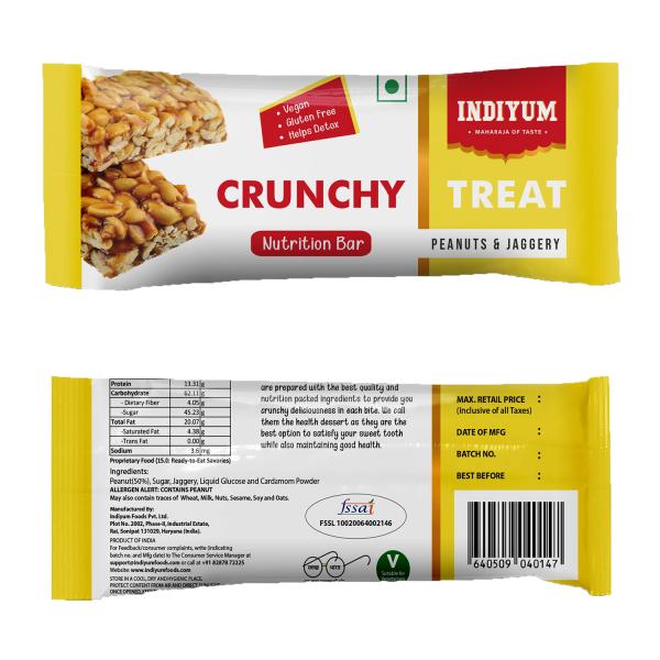 Indiyum Crunchy Peanuts & Jaggery Chikki Nutrition Bar 828g (36 X 23