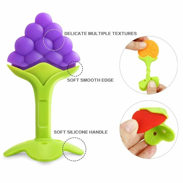 Enorme Silicone Grapes Fruit Shape Teether with Key Teether For Babies