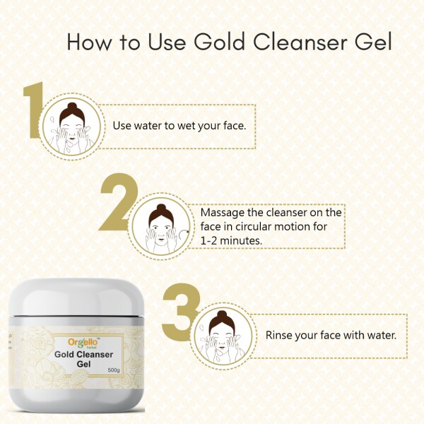 Orgello Herbal Radiant Gold Kesar Cleanser Gel (1 x 500 gm.) for bright & radiant facial glow