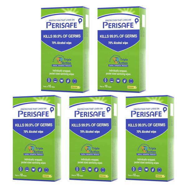 PERISAFE Pocket Sized Sanitizing Disinfectant Wipes Individually