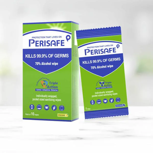 PERISAFE Pocket Sized Sanitizing Disinfectant Wipes Individually