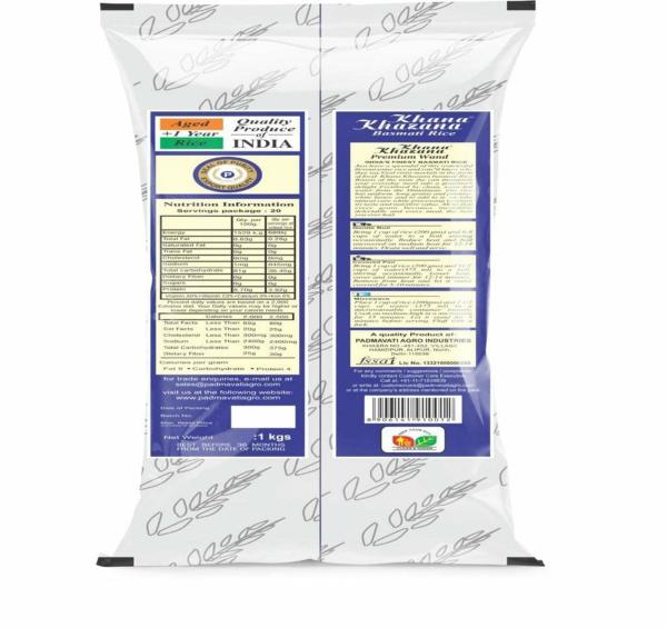 Khana Khazana Biryani Special Basmati Rice, Extra Long Grain Basmati Rice, 1 Kg (Pack Of 4