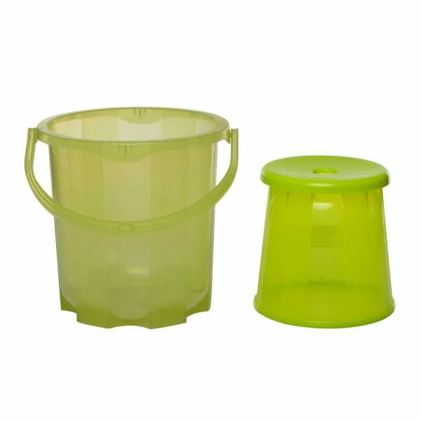 Regalo 3 Piece Plastic Bathroom Bucket, Mug and Stool Set( capacity
