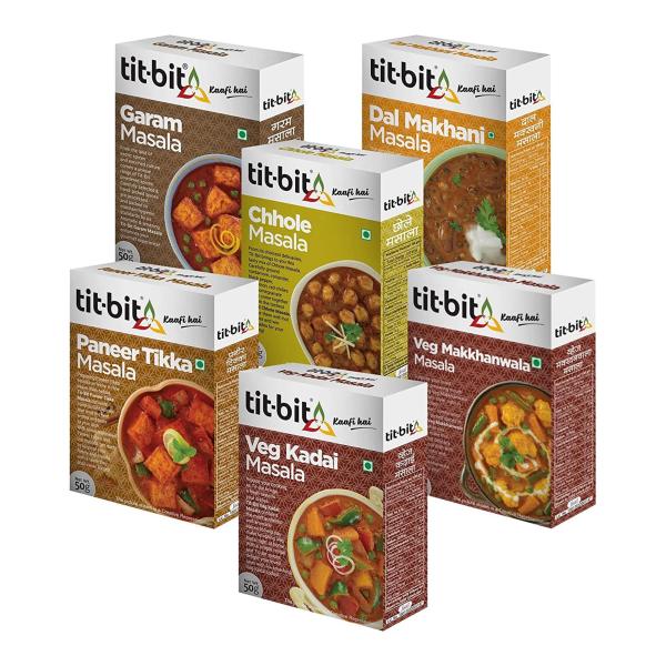 TitBit Indian Miracle Masala Combo01 Garam Masala,Chhole Masala,Dal
