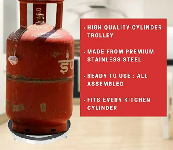 Vinishq LPG Cylinder Trolley Easily Movable Stand with Wheels Gas