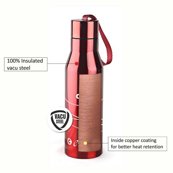 Cello Refresh Stainless Steel Double Walled Water Bottle, Hot and Cold