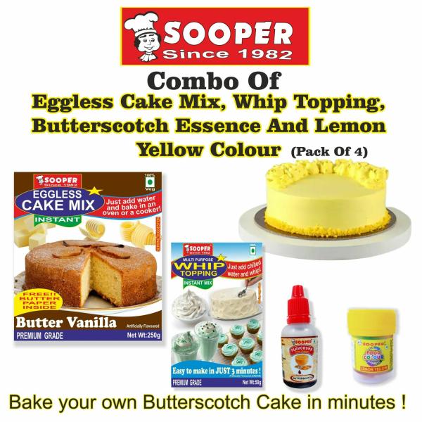 SOOPER CAKE MIX + WHIPPING CREAM + ESSENCE + COLOUR Topping Semi Solid