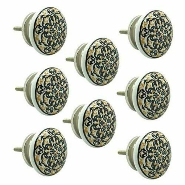 HC THE CRAFTS Ceramic Door Knobs Hand Printed Pulls Handle Handmade