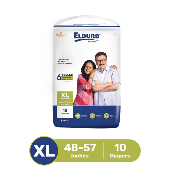 ELDURO Premium Range Unisex Adult Open Tape Diaper ( Pack of 1 XLarge