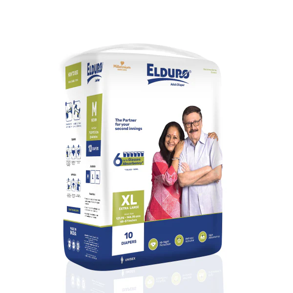 ELDURO Premium Range Unisex Adult Open Tape Diaper ( Pack of 1 XLarge