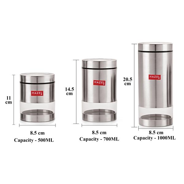 Hazel Stainless Steel Masala Container Set Of 12 Transparent Masala Boxes For Kitchen I See Through Small Container For Spices I Capacity Of 500 Ml 700ml 1000 Ml Silver Matt Finish Jiomart