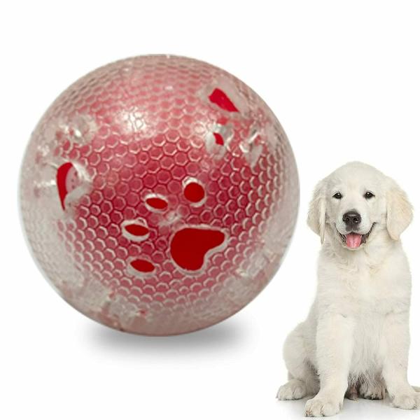 Emily Pets Paw Print Squeaky Rubber Ball Toys for Dogs (Red) JioMart