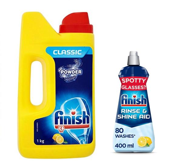 Finish Rinse Aid, Shine & Dry 400 Ml & Finish Lemon Dishwasher Powder