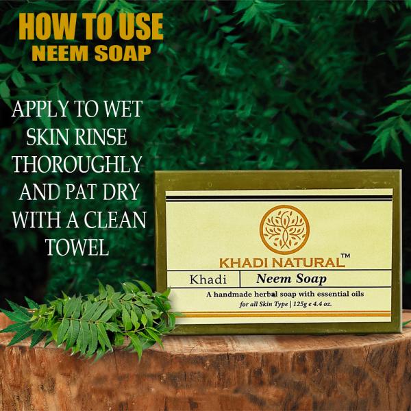 Khadi Natural Neem Bathing Herbal Soap For AntiBacterial Removes all dirt Pack of 5 JioMart