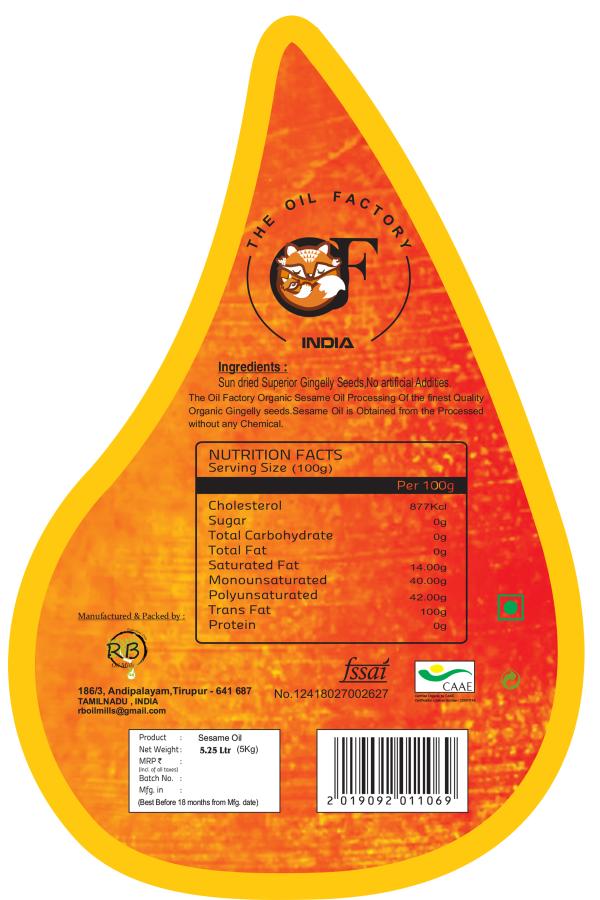 The Oil Factory Extra Virgin Sesame Oil 5.25 LTR JioMart