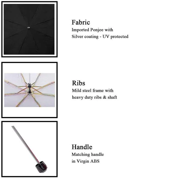 KARTUNBOX Umbrella Sparkle UV Protective 3 Fold Umbrella (Manual Open