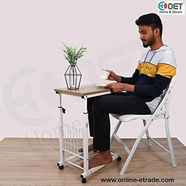OET European Standard MultiPurpose Laptop Table/Study Table/Bed Side Table with Movable Wheels