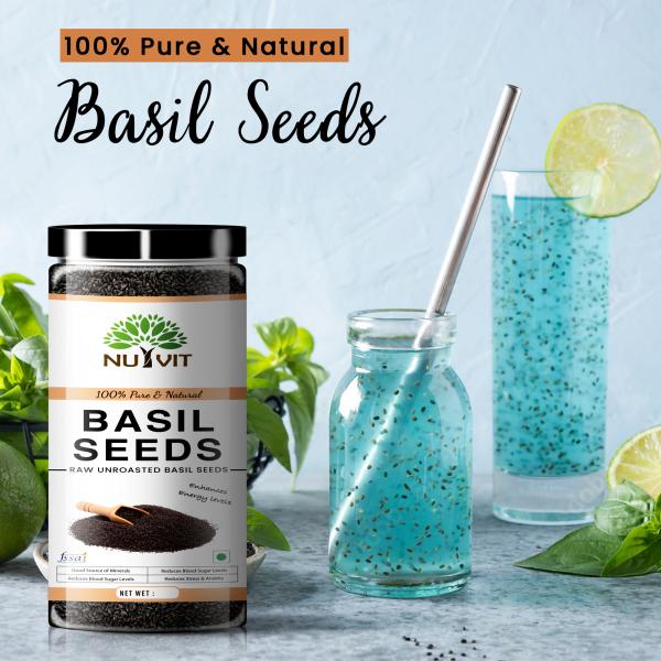 Nutvit Basil Seeds 500g Tukmaria Seeds with high fibre and Omega 3