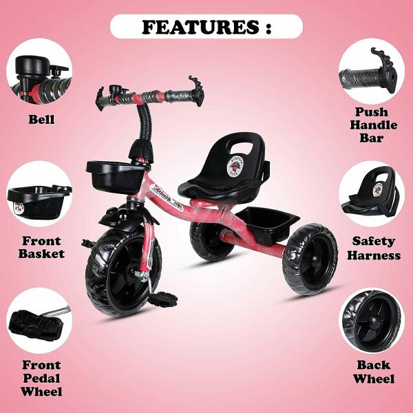 Mezire BST01 Tricycle For Kids With Front & Back Basket, Tricycle For