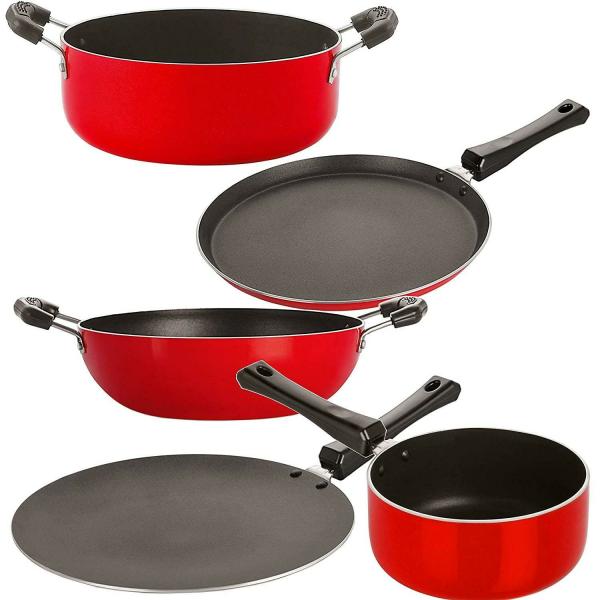 Nirlon 5 pcs of Red, Black Nonstick Kitchen Utensils Combo Set with