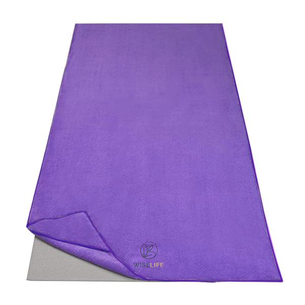 Wiselife Purple Polycotton Yoga Mat Towel With Corner Pockets King