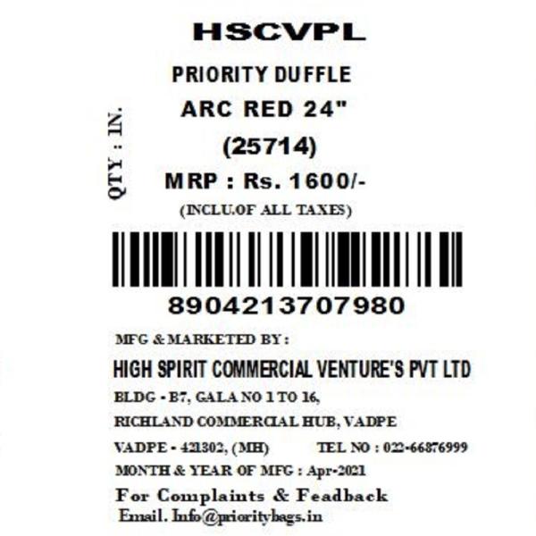 Priority ARC Red Polyester 2 Wheel Duffle Travel Bag 61 cm JioMart