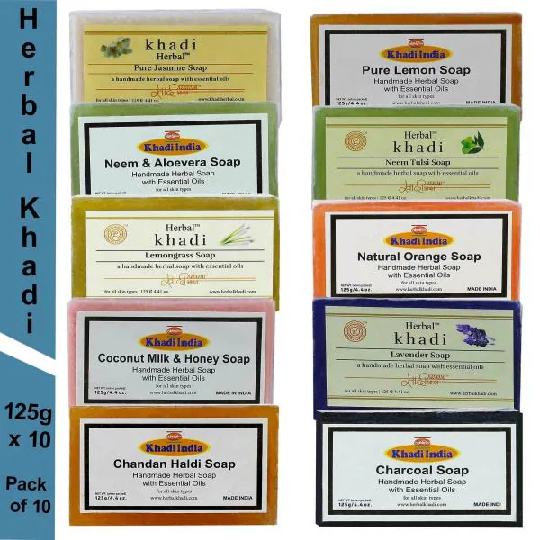 Herbal Khadi Natural Handmade Chandan Haldi, Charcoal, Coconut Milk & Honey, Lavender