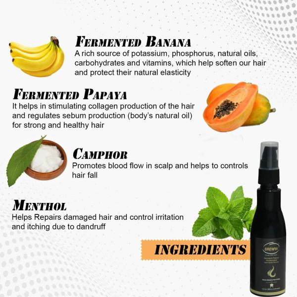 Breww Hair Growth Serum with Banana & Papaya Mask Protection, For Dry  Frizzy Hair, Smooth & Silky Hair, Hair fall & Dandruff Control -100 ML -  JioMart