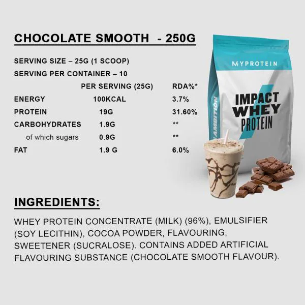 Myprotein Impact Whey Protein, Chocolate Smooth, 250g JioMart