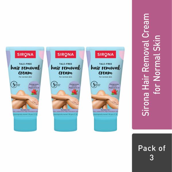 Sirona Talc Free Hair Removal Cream for Normal Skin 50 gms (Pack of 3